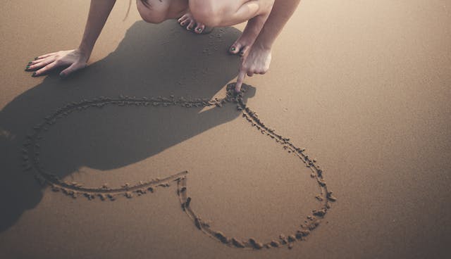 Heart in sand