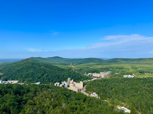 Areal view of Hot Springs, Arkansas. 