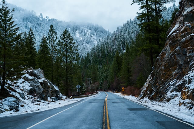 Icy road in Mccall, Idaho